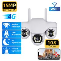 15MP Triple Len WIFI Surveillance Outdoor Camera V380 Pro Security 4G CCTV Human Detection PTZ Two-way Audio Smart Home Cam