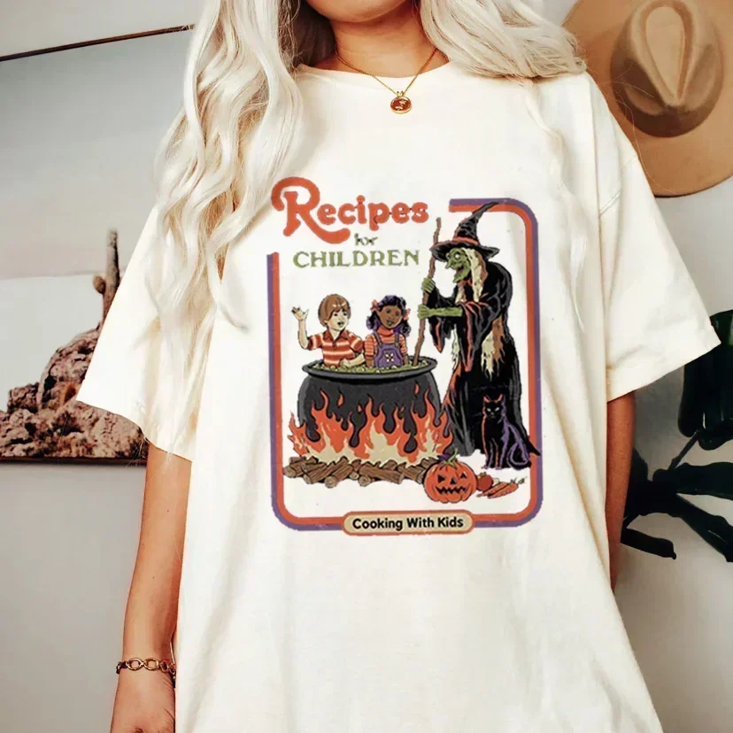 Satan Demon T-shirt Horror Devil Retro T-shirt 2024 Women's Classic Horror Cartoon Top Large Harajuku Casual White T-shirt.