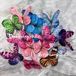 DIY Multicolor Silk Artificial Butterflies Wedding Backdrop Decoration 3D Handmade Butterfly for Kid's Bedroom Wall Home Window