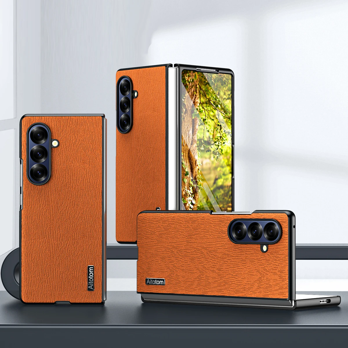 Full Lens Protection Phone Case for Samsung Galaxy Z Fold 7 Fold7 Shockproof Soft Anti-Drop Silicone PU Leather Back Cover Cases