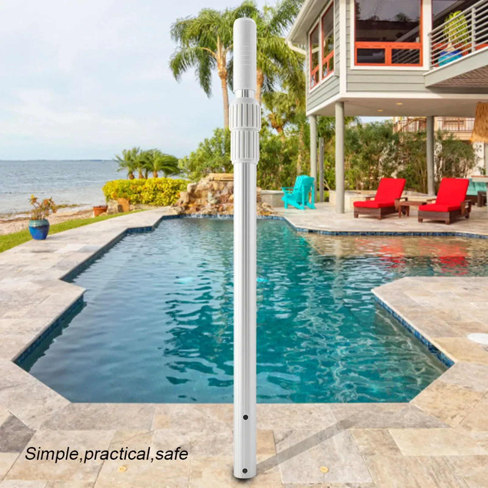 Telescopic Pool Cleaner Handle Rod Swimming Pool Cleaning Fishing Net Supplies Portable Handheld Clean Equipment Adjustable Rod