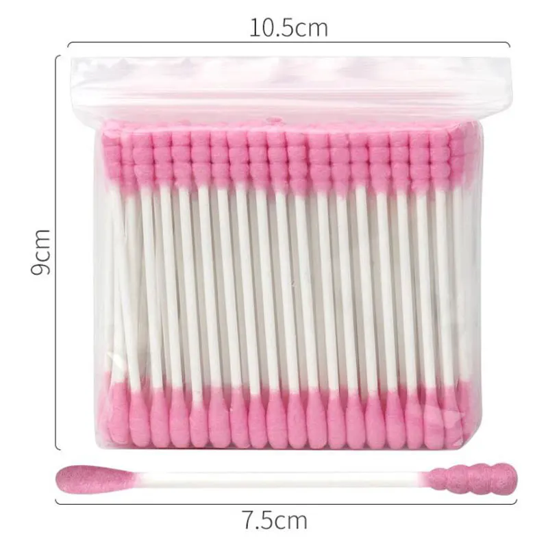 100 قطعة أعواد قطنية مزدوجة الرأس للنساء رمش تمديد ماكياج أعواد قطنية طرف الأنف آذان أعواد تنظيف أدوات