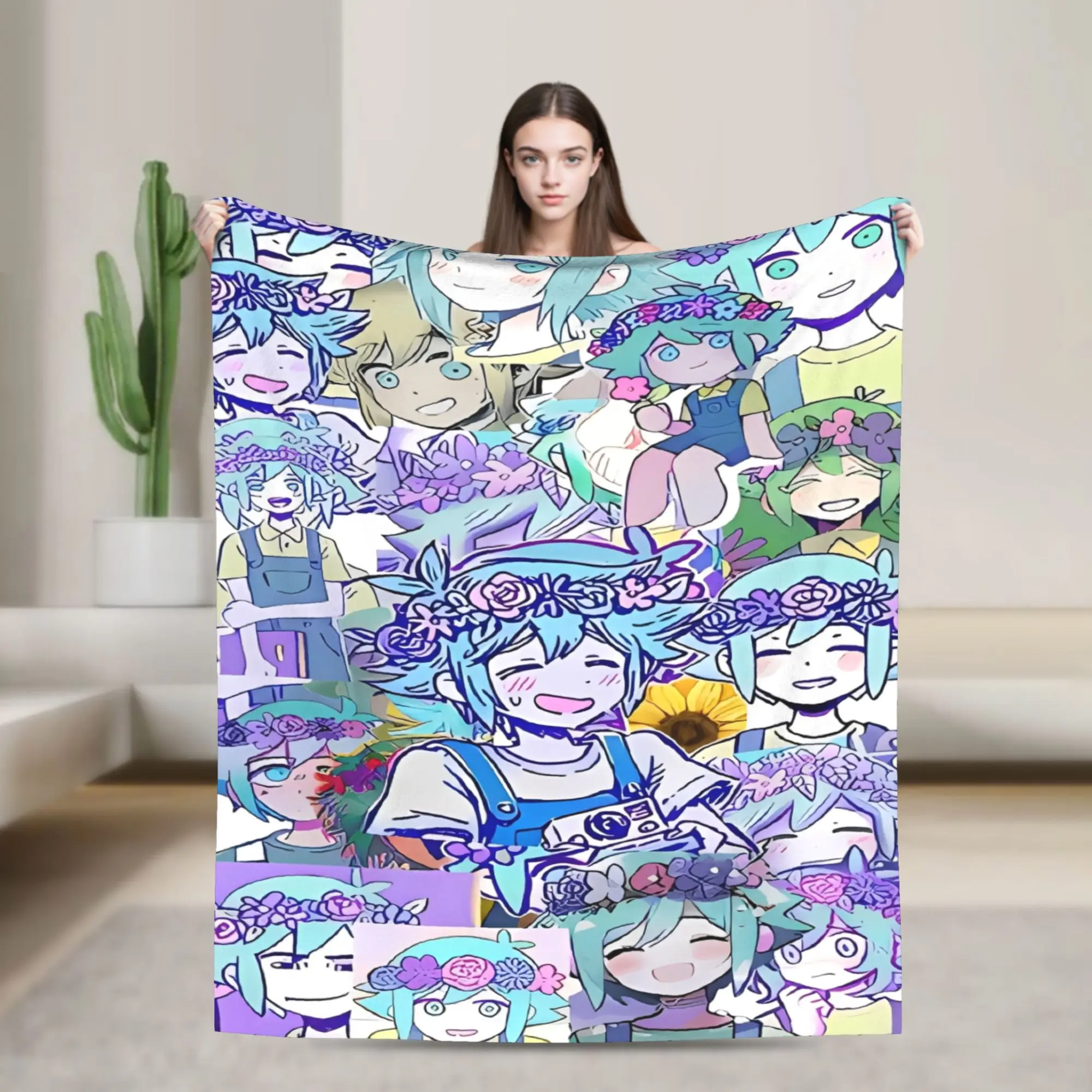 Omori Hot Game Printed Flannel Blankets  Warm Bedding Throws for Living Room Decorative Fluffy Bedspread Sofa Bed Cover