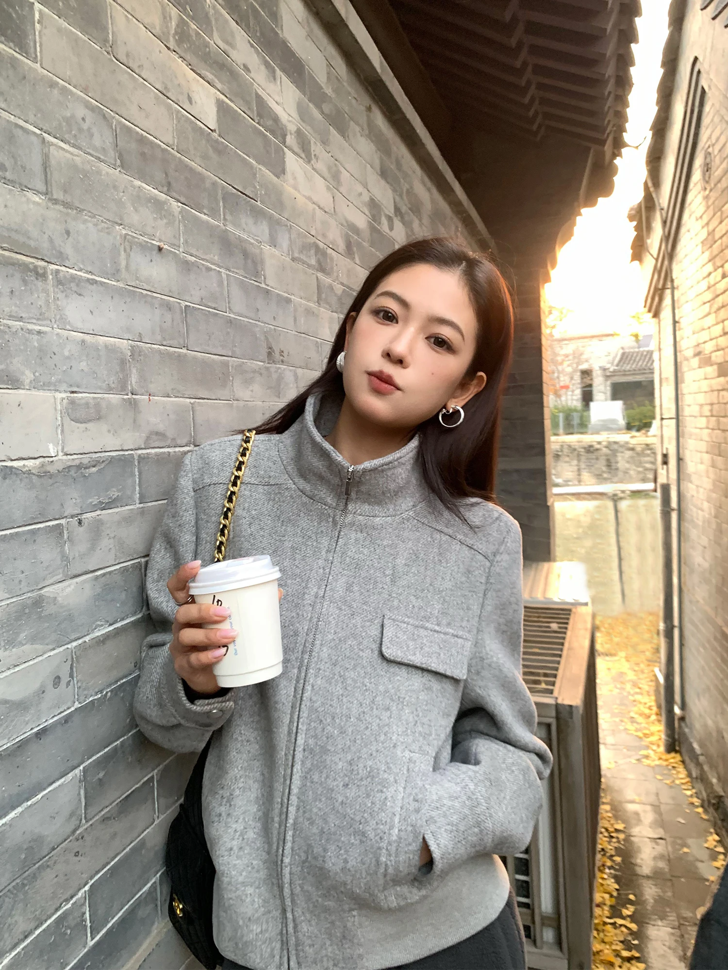 

Женская теплая куртка Pusumede Holiday Casual в стиле ретро с воротником, из смесовой шерсти и полиэстера, на молнии, без капюшона