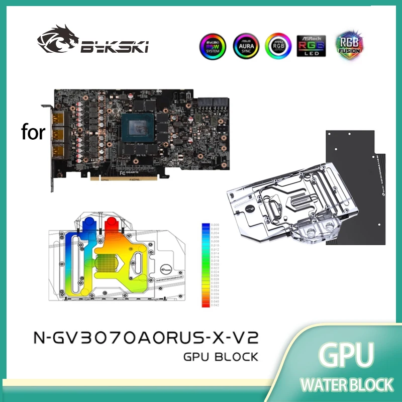 Bykski N-GV3070AORUS-X-V2 Water Block Use for GIGABYTE Aorus RTX 3070 Master 8G/RTX 3060 Ti  Master 8G GPU Card Copper Radiator