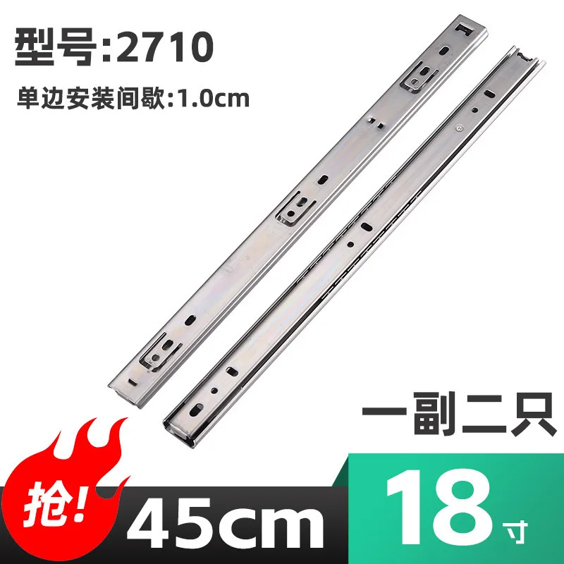 

2pcs Side Mount Heavy Duty Ball Bearing Keyboard Drawer Slides Full Extension Galvanized Steel Furniture Bedside Cabinet Rails