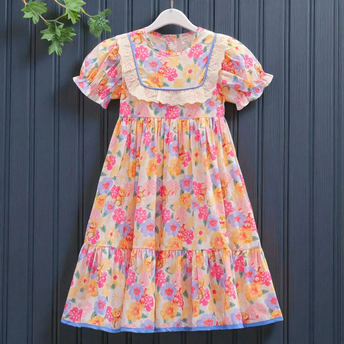 

Children Flower Dresses Outfits Girl Clothes Teenagers Costumes Kids Party Dress Short Sleeve Toddler Vestidos 4 6 8 10 12 Years