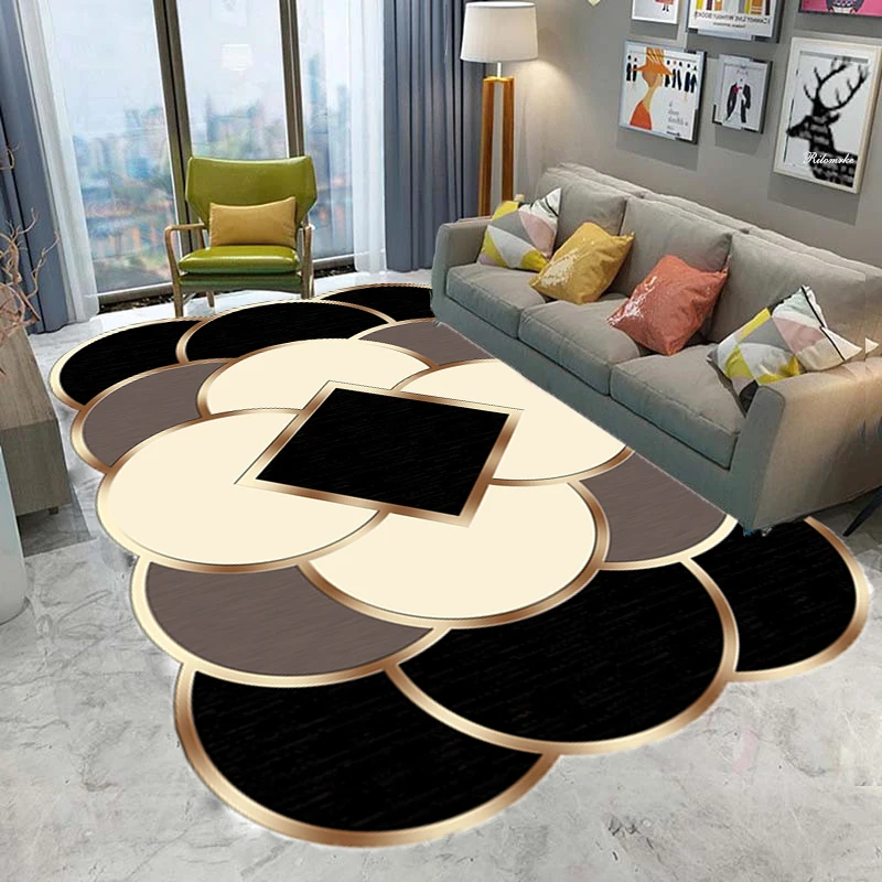 Irregular Gold Edge Carpets for Living Room Home Decoration Kids Bedroom Carpets Non-slip Large Size Area Rug Washable Floor Mat