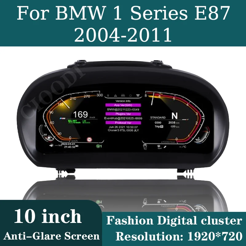 

10-дюймовый цифровой ЖК-дисплей приборной панели для BMW 1 серии E87 2004-2011, виртуальный кокпит, спидометр, экран приборной панели, CarPlay
