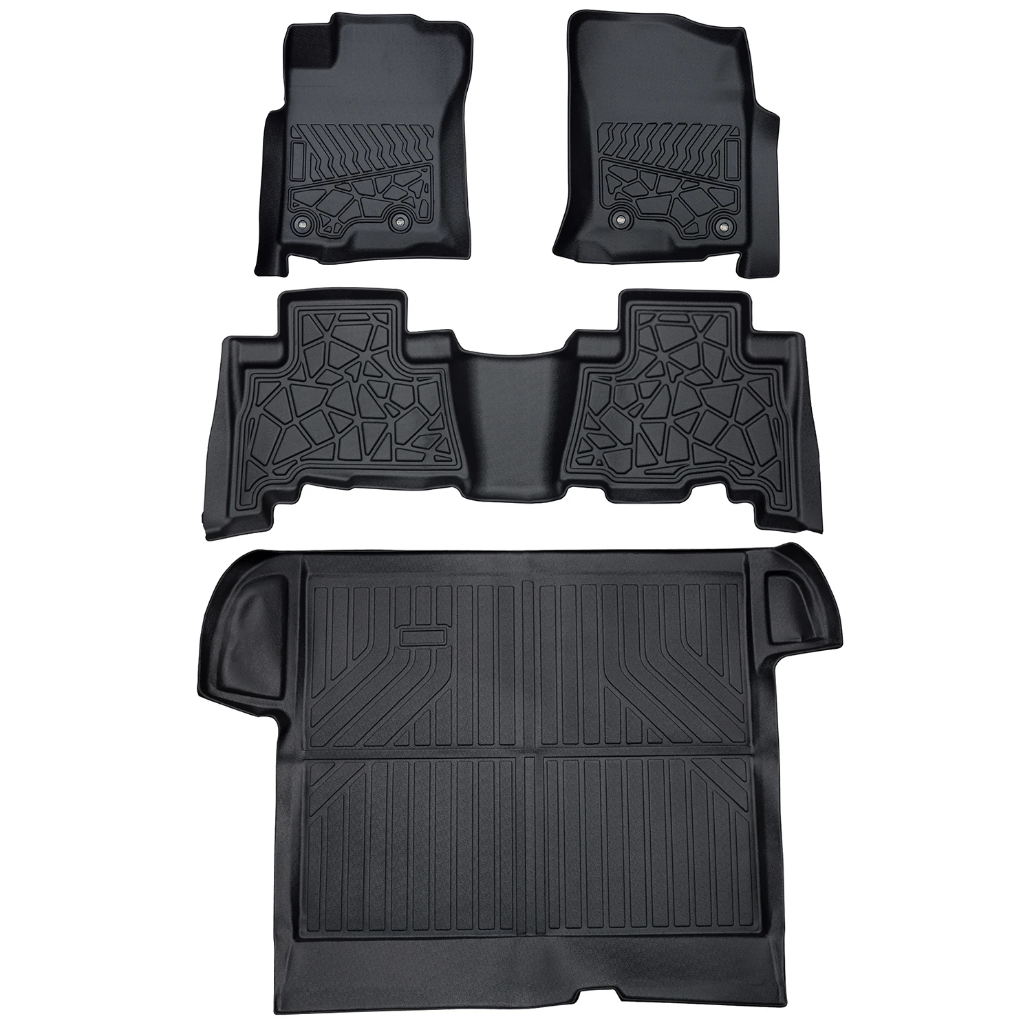 4pcs/set 3D TPE Car Floor Mats with Cargo Liner For Toyota 4Runner 2013-2024 Rear Trunk Cargo Protective Pads Anti-slip Mats