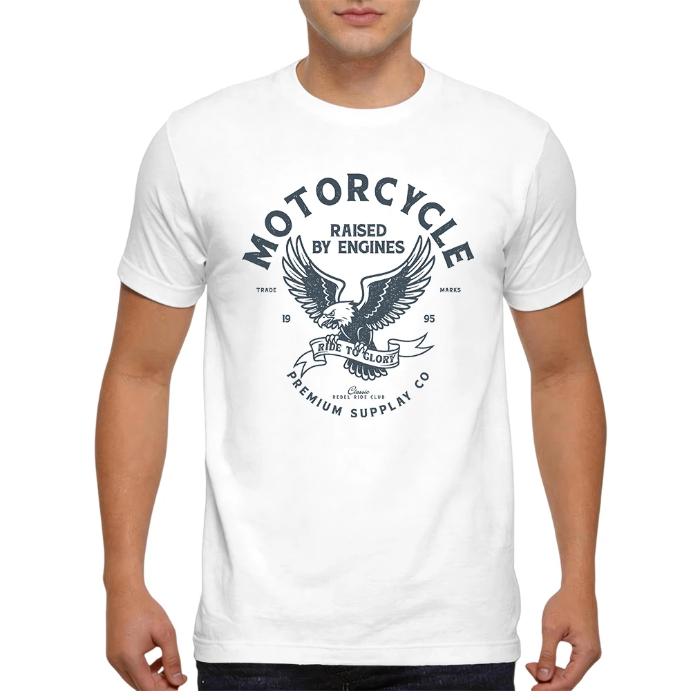 Mens 100% Cotton T Shirt Glory Vintage Eagle Badge Rebel Ride Club Distressed Print Breathable Short Sleeve Daily Wear