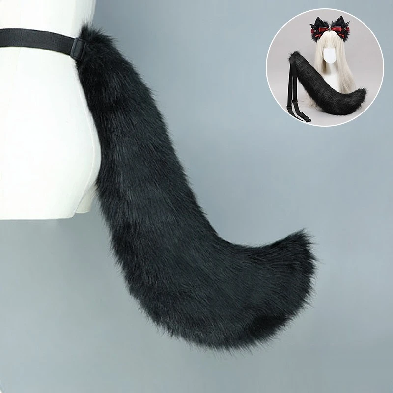 1SET/ Victorian Vampire Cat Ear Headband & Tail - Gothic Lolita Bat Bow Set | Dark Romance Cosplay Accessories