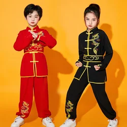 Tradycyjna odzież chińskie Wushu Tai Chi Uniform Kids Kungfu stroje nowy występ na scenie kostiumy sztuk walki Hanfu