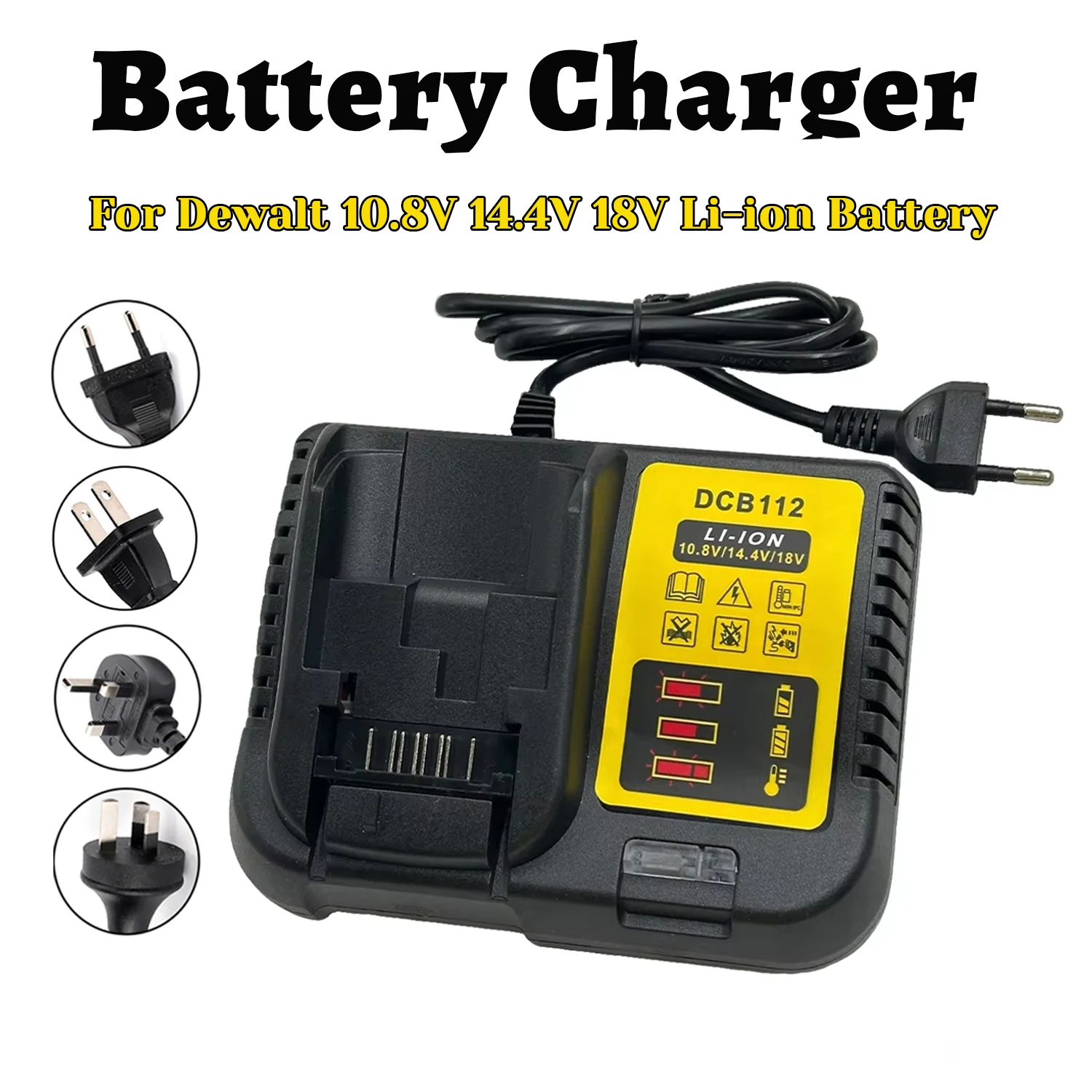 Replacement DCB112 Battery Charger For Dewalt 12V 20V Max Li-Ion DCB127 DCB204 With LED Indicator AU/US/EU/UK Plug