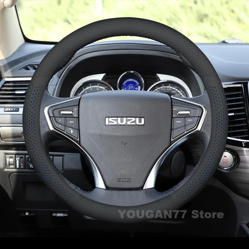 

Leather Car Steering Wheel Cover For Isuzu MU-X MUX 2025 2017-2024 Non-slip Auto Steering Wheel Isuzu D-MAX Accessories 2024