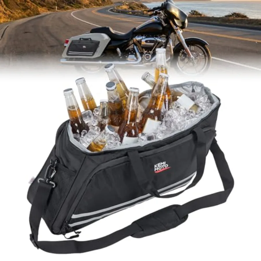 

KEMIMOTO Upgraded Saddlebag Cooler Leakproof Keeps Hot and Cold for 7.5 Hours Insulated Cooler Bag 1680D Oxford and EVA for Tou
