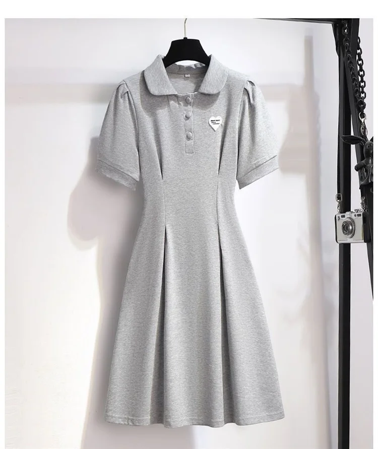 Slimfit ชุดเดรสเรียบง่ายสําหรับผู้หญิงสีทึบอเนกประสงค์ขนาดใหญ่ชุดเดรสทรงเอฤดูร้อนลําลองเสื้อยืดคุณภาพสูง