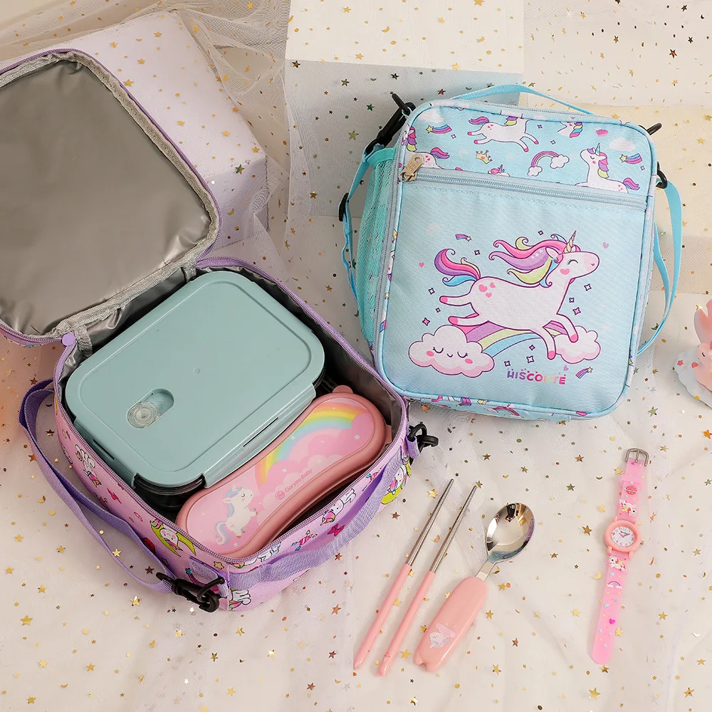 Kawaii Children Cartoon Unicorn Thermal Insulated Lunch Bag Box Portable Boys Girls School Office Picnic Lunch Bag