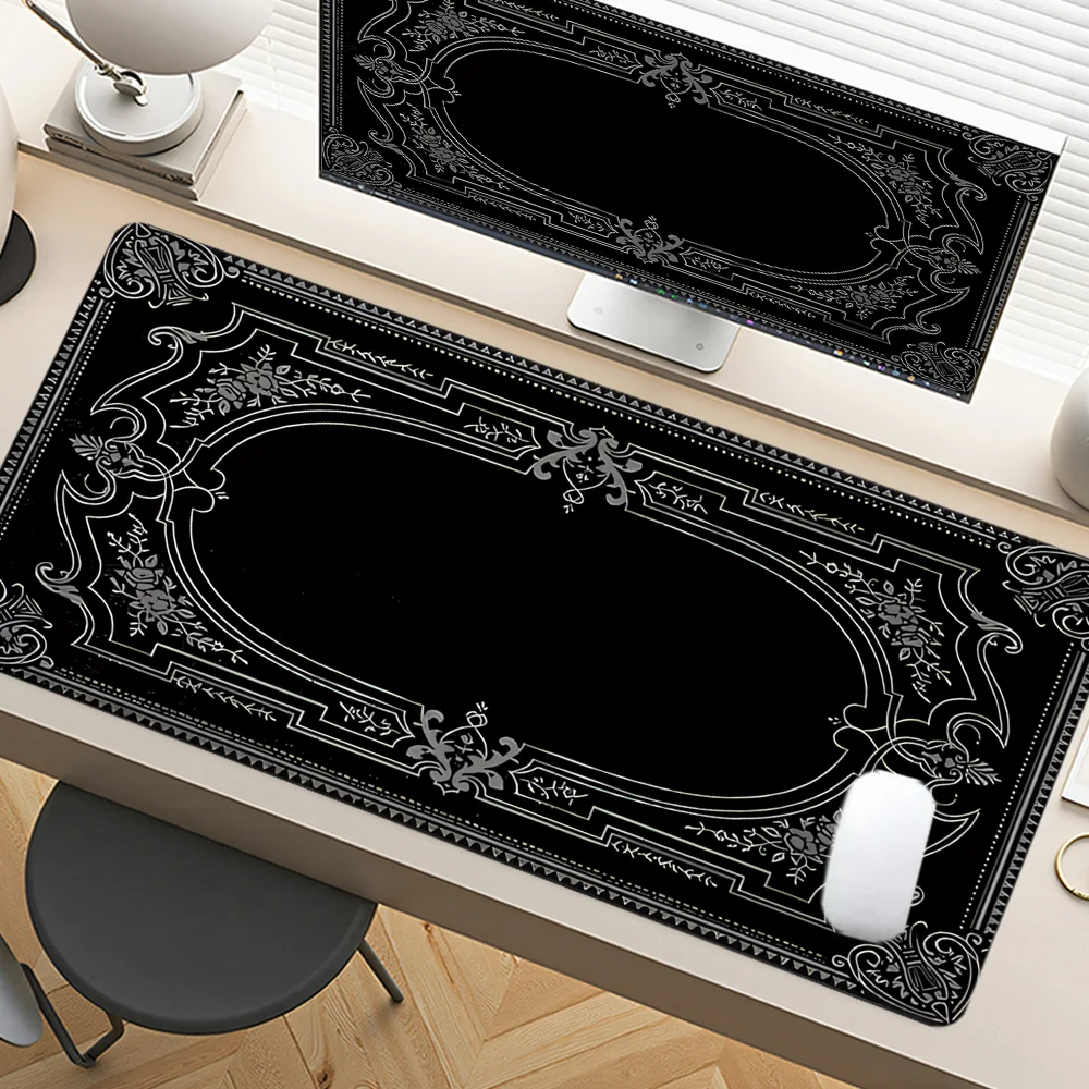 

Baroque Ornate Mouse Pad Large Desk Accessories Desk Pad Rubber Base with Stitched Edge Mousepad Non-Slip Mousepad for Office