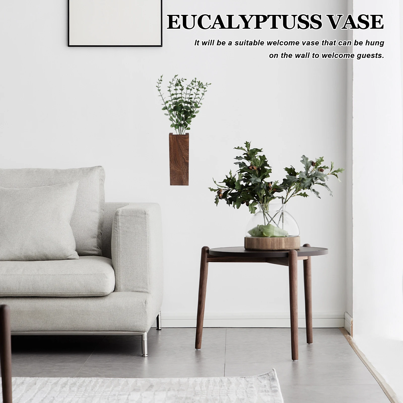 

2Pcs Artificial Eucalyptus Plants Hanging Vase Home DecorWall Branch PP Wood Materials Outdoor Realistic Flower