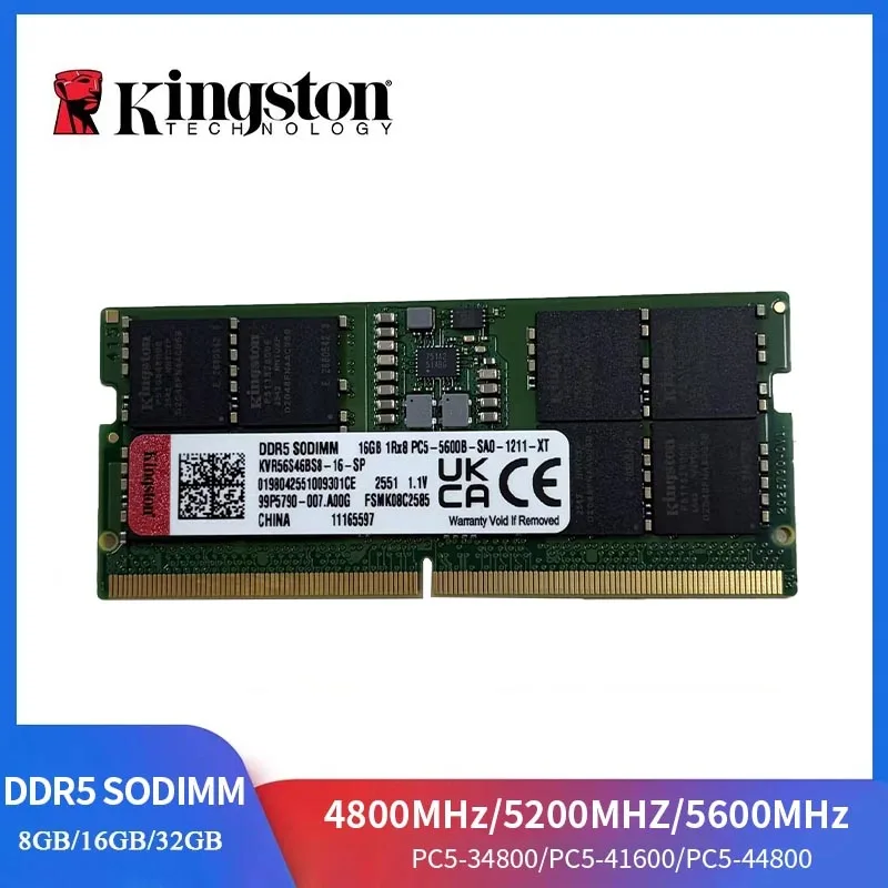 Kingston Laptop RAM DDR5 1.1V 32GB 16GB 5600MHz 262Pin SODIMM PC5-44800 Non-ECC Unbuffered DDR5 Notebook RAM