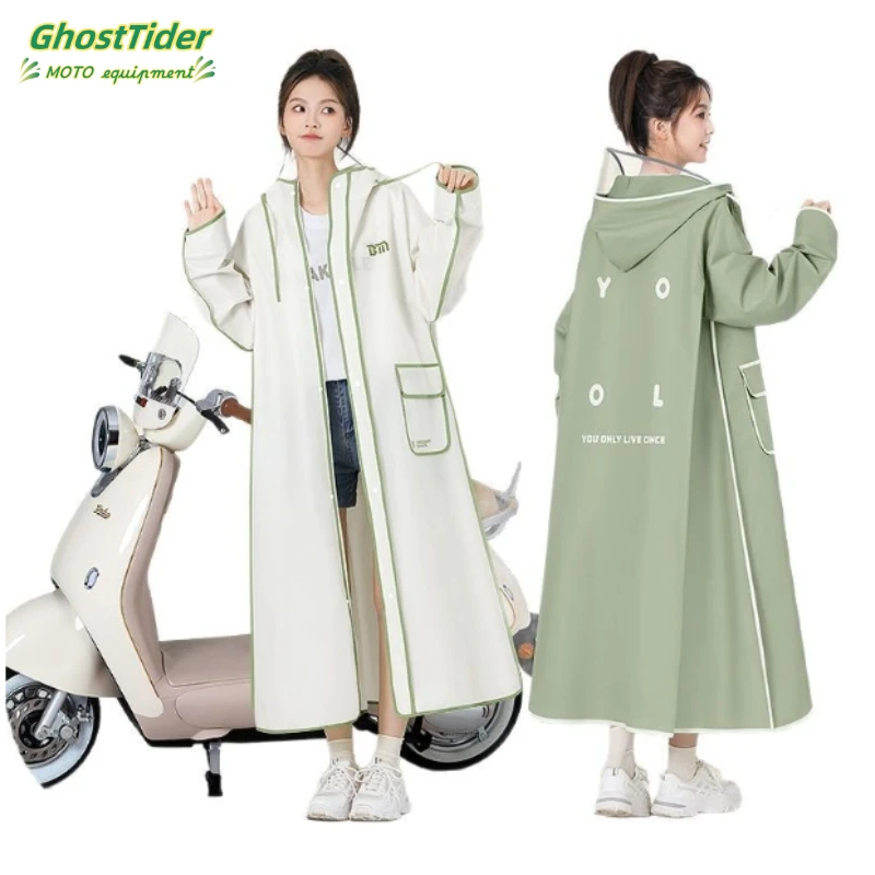 

Waterproof EVA Hooded Raincoat Moto Riding Adults Long Women for Men Rain Coat Outdoor Poncho Camping Travel Fishing Rainwear