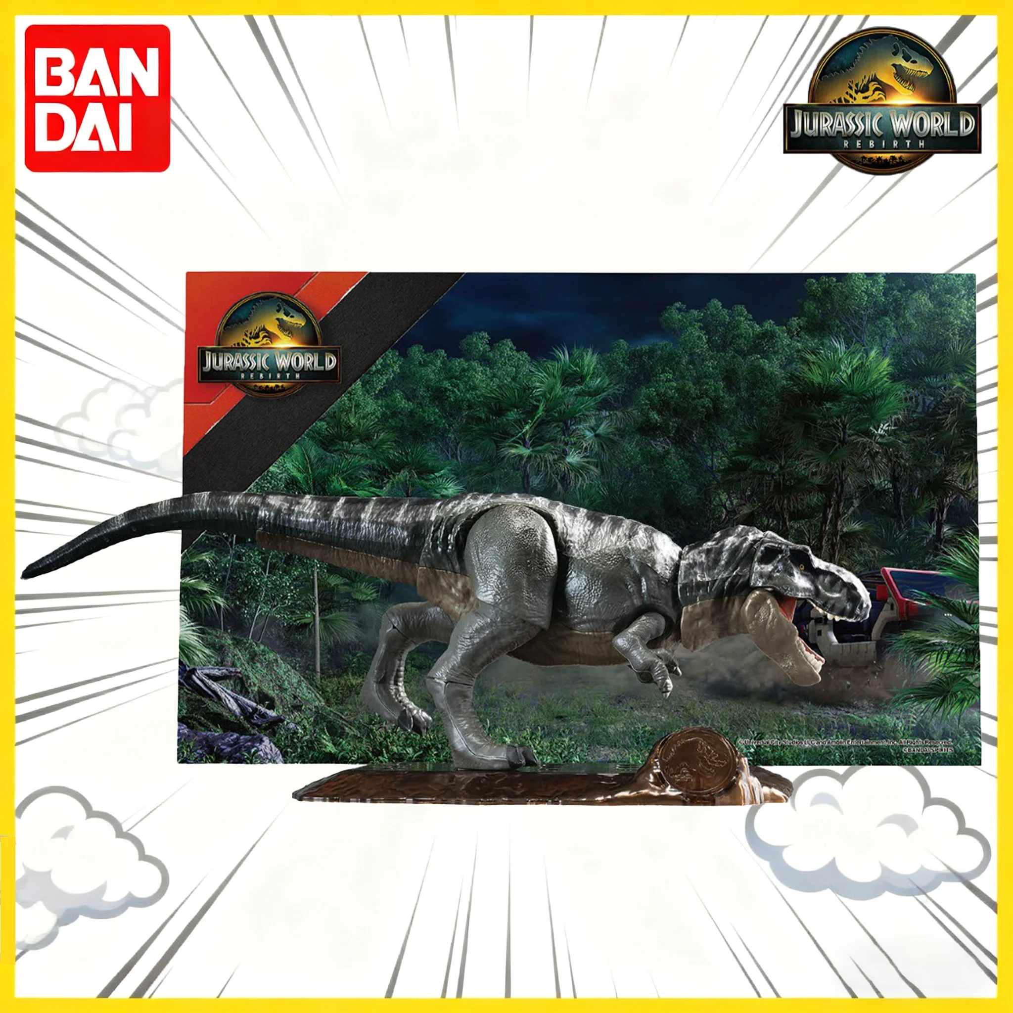 Bandai Original Jurassic World Series T-Rex-Kit de modelo de ensamblaje de dinosaurio coleccionable de primera calidad, regalo de figura de exhibición