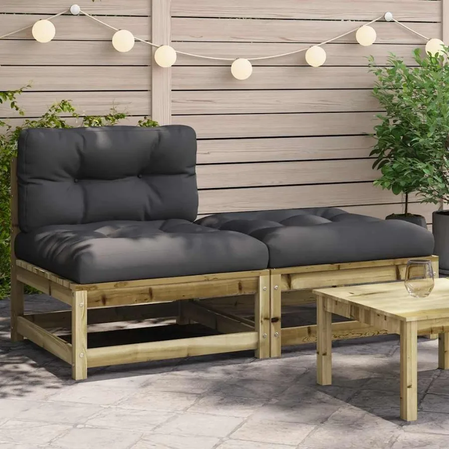 

Patio Sofa Armless with Cushions and Footstool