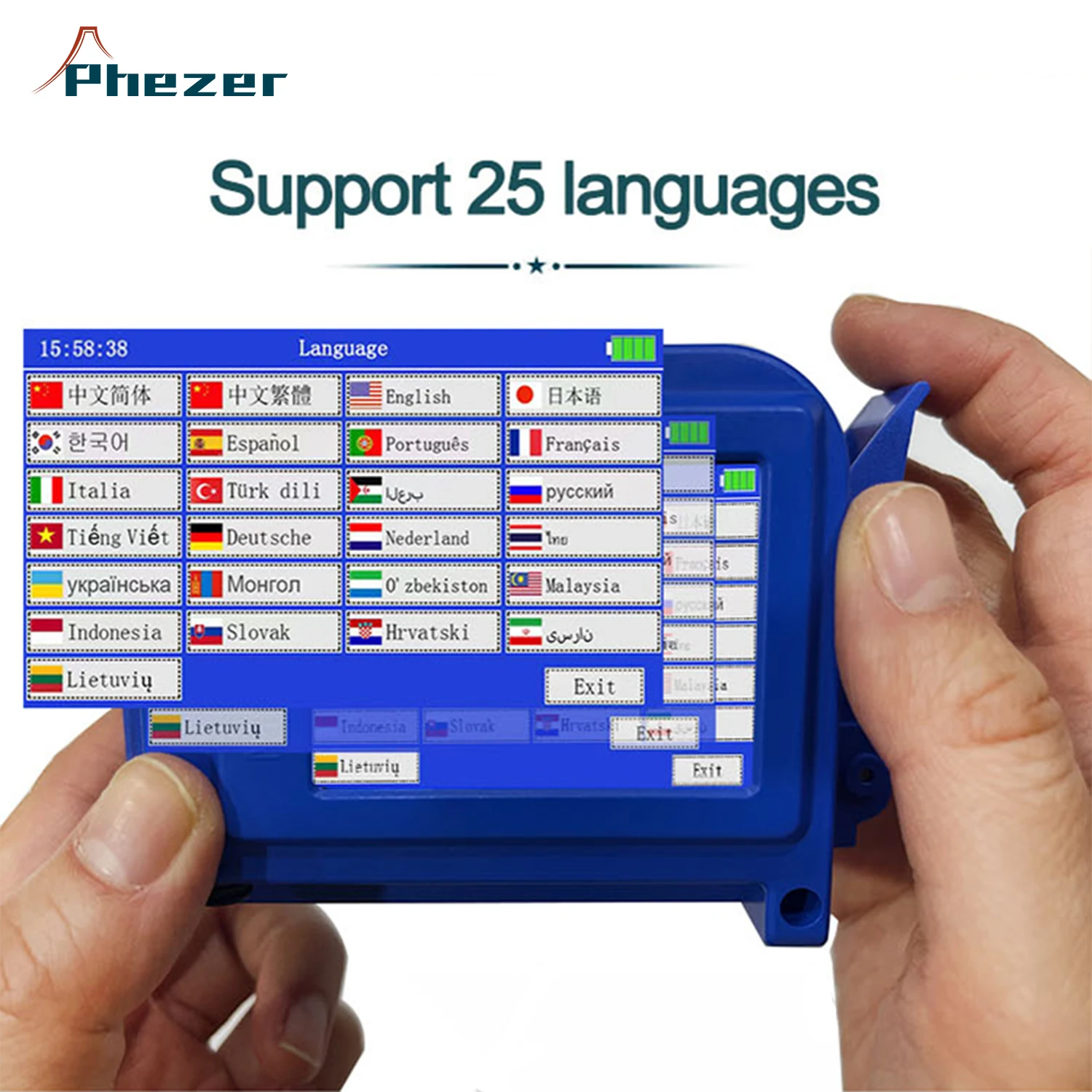 Phezer PC11plus Portable Printer QR Bar Batch Code Date Number Logo Expiry T-shirts 12.7mm Handheld Inkjet Printer Label Mini