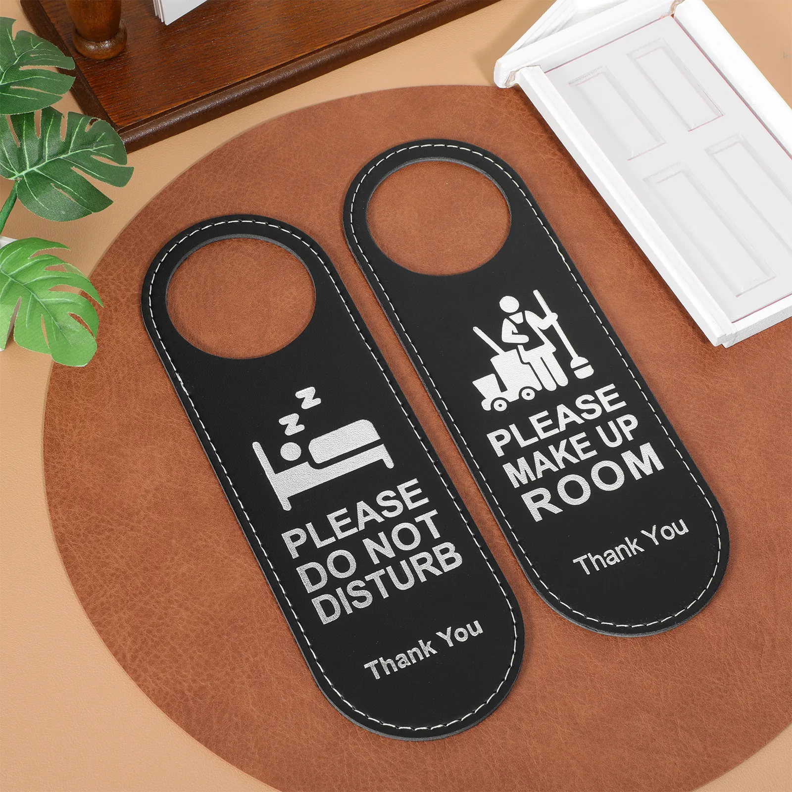 4Pcs Double-Sided Hotel Door Hanger Sign Do Not Disturb Make Up Room Door Sign for Hotels Bars Clubs Easy Hang