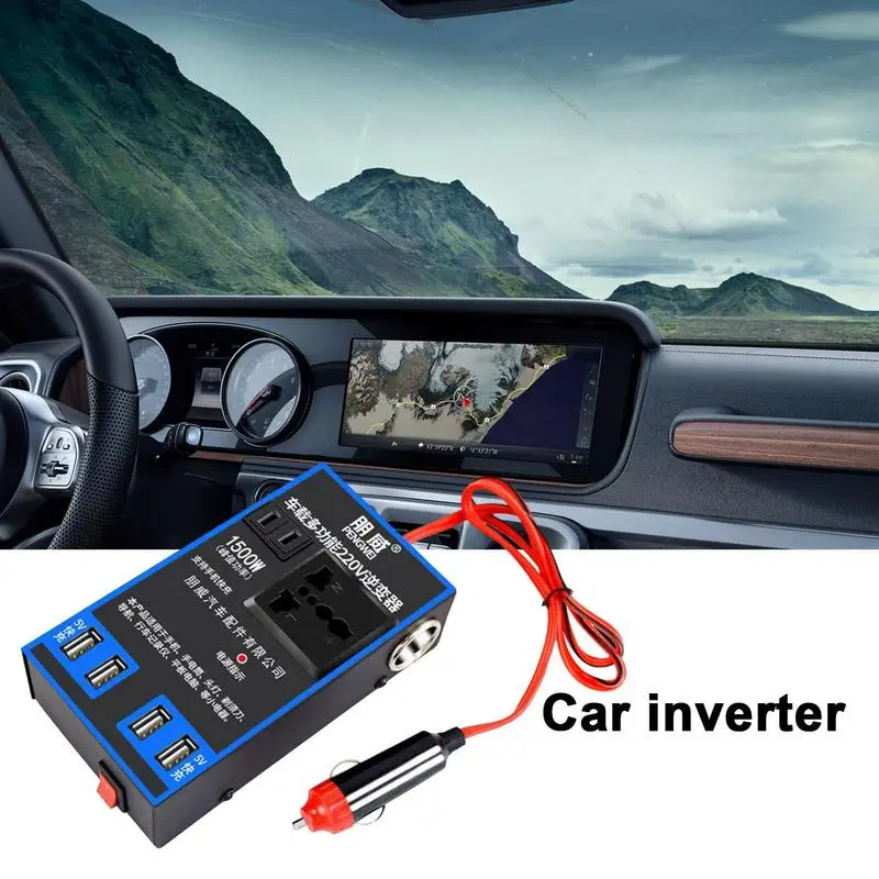 Inversor de corriente para coche, Adaptador convertidor de cargador de 1500W, 12V, 24V a 220V, para teléfono móvil, carga USB, para camión y casa