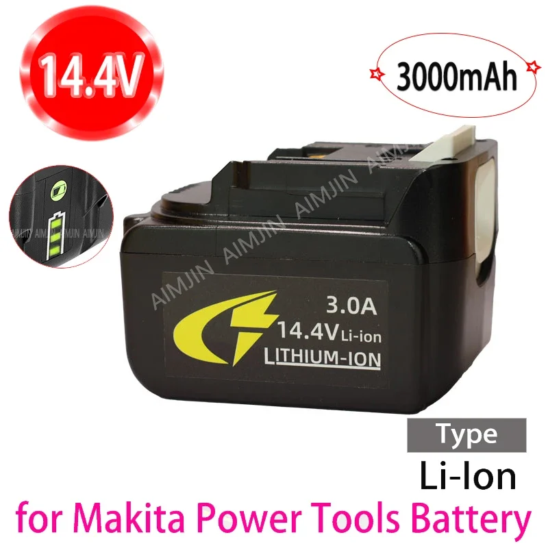 14.4V 3.0Ah Rechargeable Li-Ion Battery For Makita 14.4V Power Tools 3000mAh Replace battery BL1460 BL1430 1415 194066-1