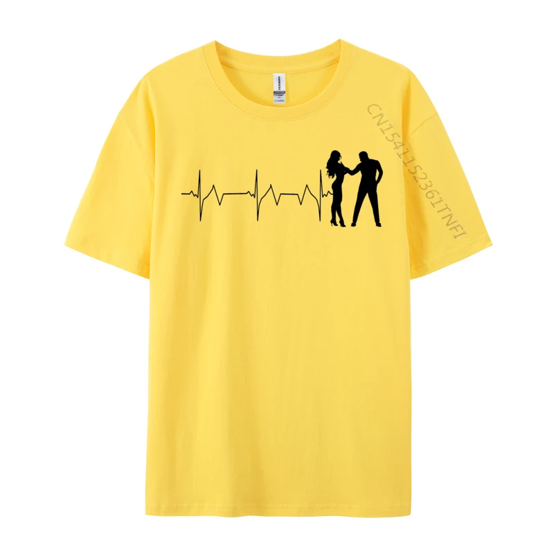

Heart Beat T-shirts For Men Custom Thanksgiving Day Tops T Shirt Family Clothing Shirt Round Neck Pure Cotton