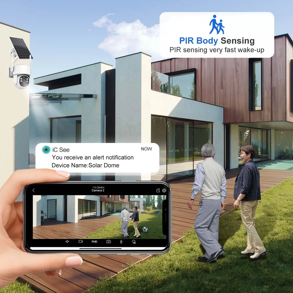 Câmera IP Solar Externa Sem Fio, Câmera WiFi, Detecção de Longa Espera Ai, Vídeo de Segurança, Bateria 7800mAh, 4MP