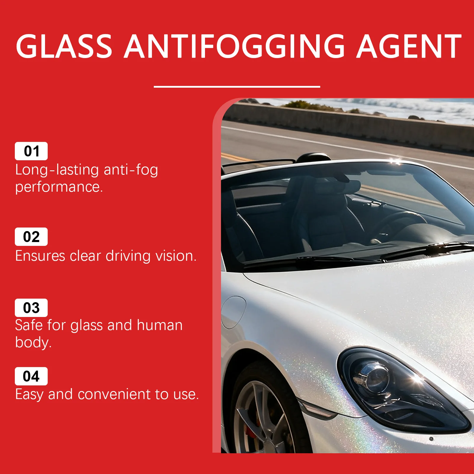 Car Anti Fog Spray Nano Coating Long Lasting Windshield Water Repellent AntiRain for Safe Driving in Winter Creates Clear Vision