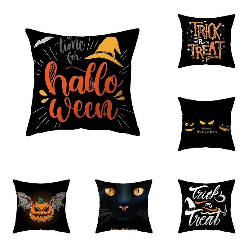 Alphabet Pumpkin Throw Pillow Cover Halloween Theme Sofa Chair Bed Cushion  Home Decor