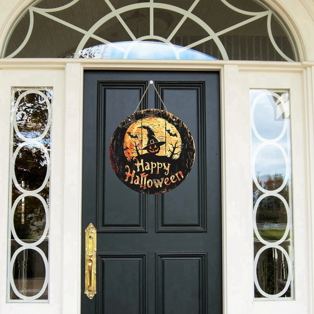 Хэллоуин Круглая дверь Приветственный знак Уникальный дизайн Опора для фото Осенние товары для вечеринок Подходит для внутреннего и наружного венера