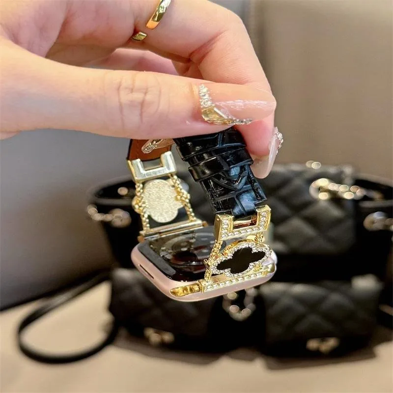 

Clover fine diamond versatile pattern compatible with iWatch Apple strap 38mm 40mm 41mm 42mm 44mm 45mm 49mm handmade stra