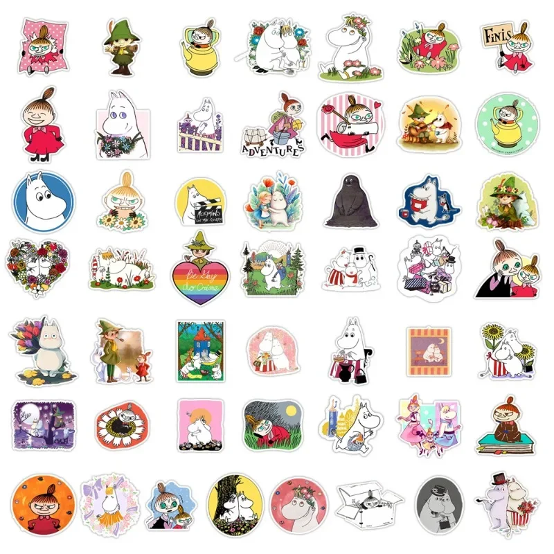 Anime Moomins Series 50pcs Kawaii Sticker Cartoon Character Cute Creativity DIY Stationery Luggage Skateboard Waterproof Sticker view 4