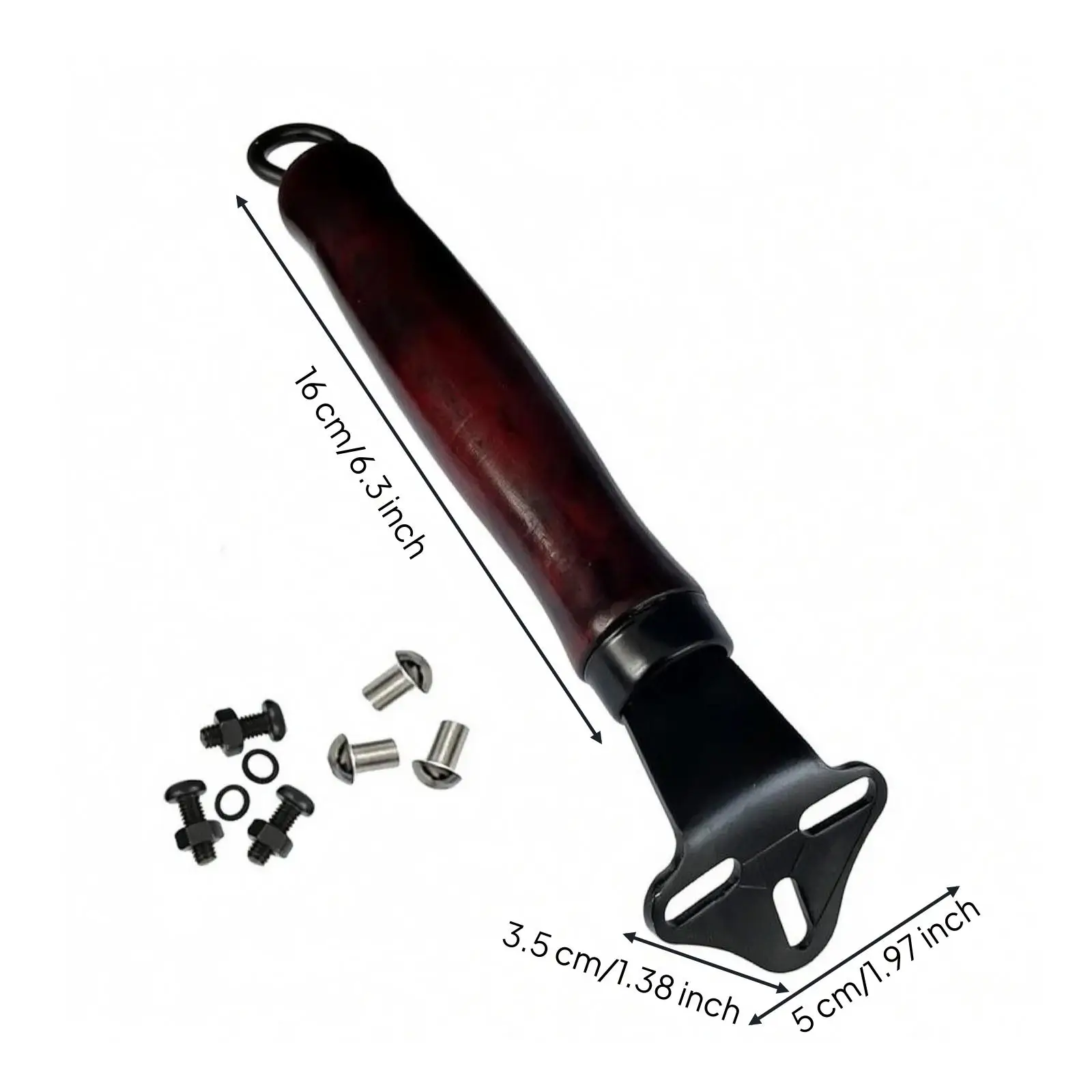 Replacement Cooking Pan Handle Rosewood Multi-hole Wok Tools with Rivets Washers for Easy Cookware Refurbishment