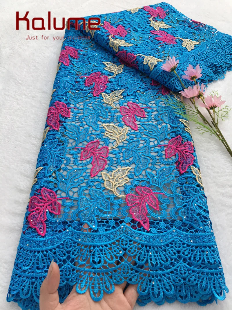 

Nigerian Guipure Cord Lace Fabric 2026 High Quality 5 Yards African Mesh Milk Silk Embroidery Lace Fabric fpr Women Dress Sewing