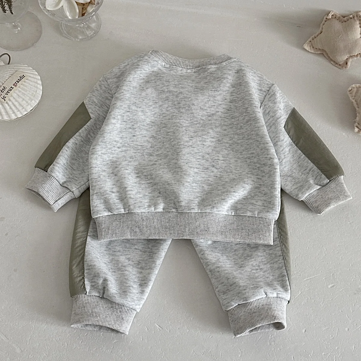 Toddler Baby Boy Girl Sweatshirt Set 2Pcs Spring Autumn Patchwork Pocket Crew Neck Top Pants Outfit Kids Casual Tracksuit
