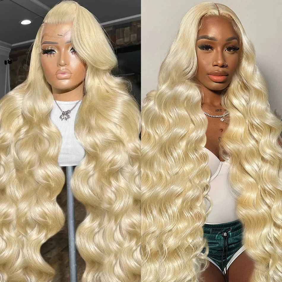 

38 inch lace frontal wigs 613 blonde body wave human hair wig for cosplay choice 13x6 hd lace front wig