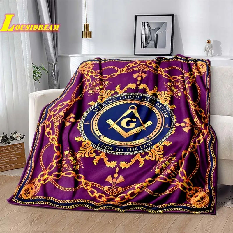 

Masonic logo printed blanket beautiful flannel blanket living room bedroom sofa bed decoration office travel camping quilt