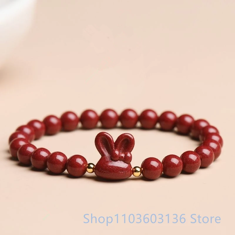 Natural Cinnabar Bracelet Chinese traditional handicraft carving of Buddhist religious jewelry High Content Cinnabar Bracelets