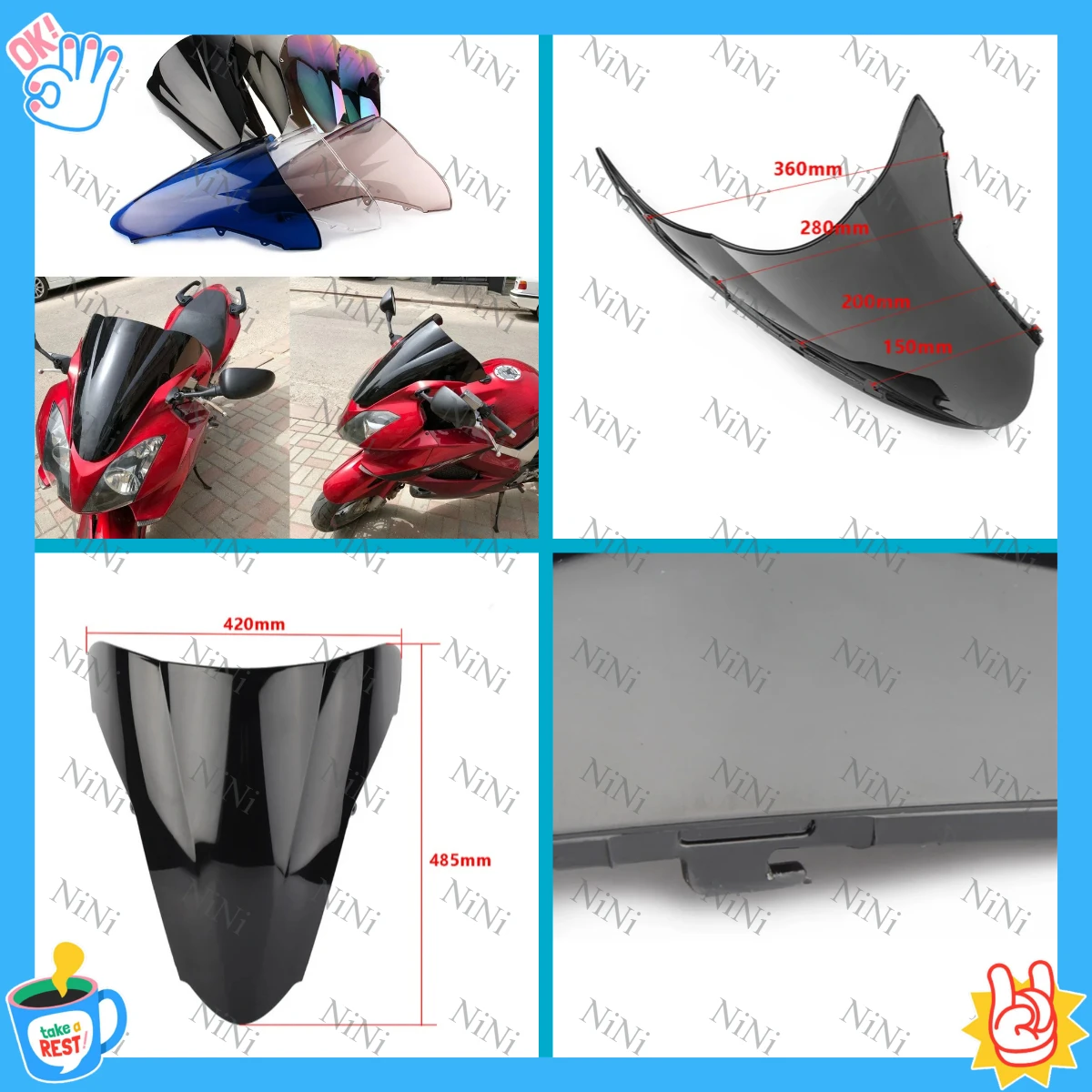 Motorcycle For VFR800 VFR 800 2002-2012 2003 2004 2005 2006 2007 Double Bubble Windshield Deflector Protector Wind Screen