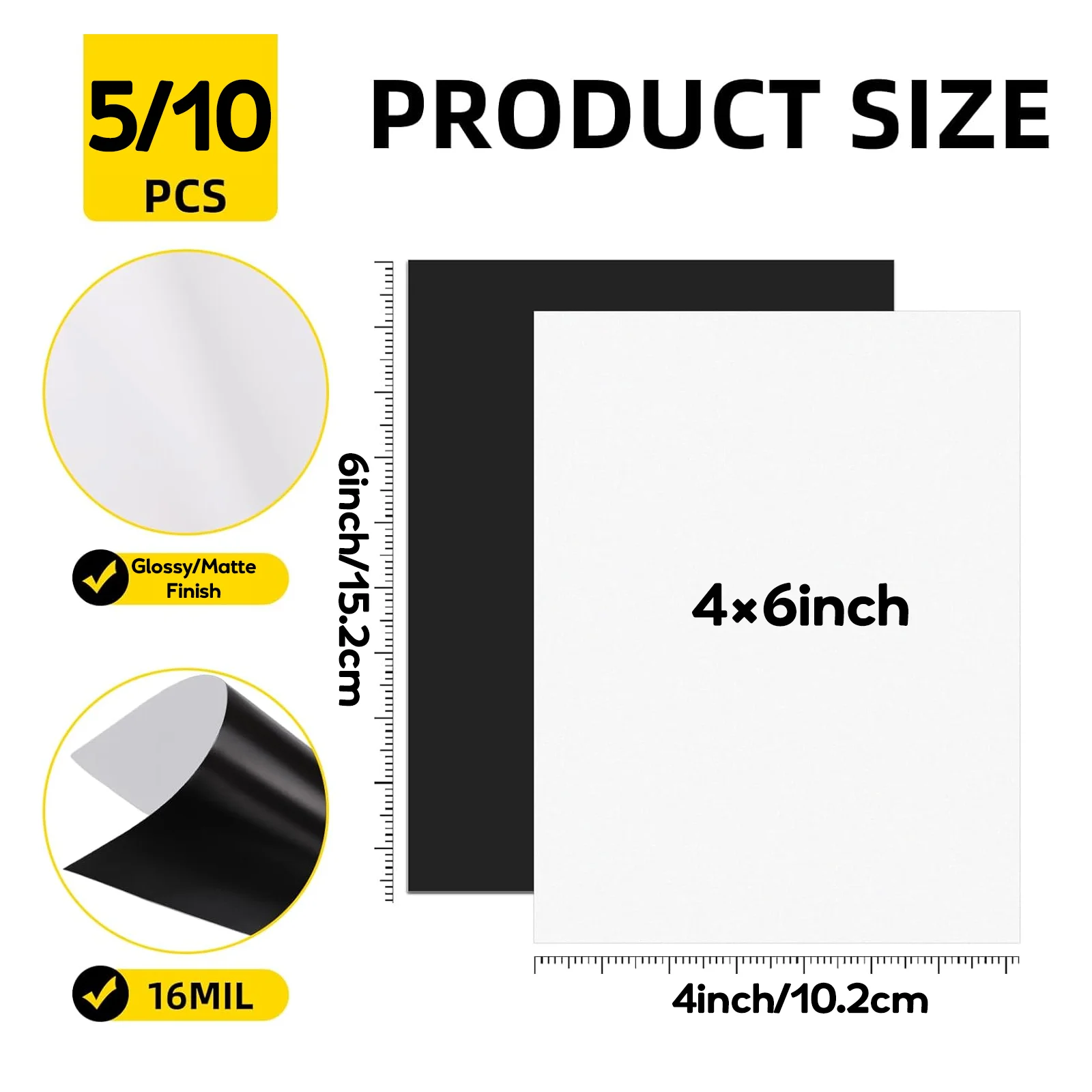 5/10 Sheets 4×6inch Matte/Glossy Finish Printable Magnetic Printing Sheets Inkjet Printing Flexible Magnetic Photo Paper