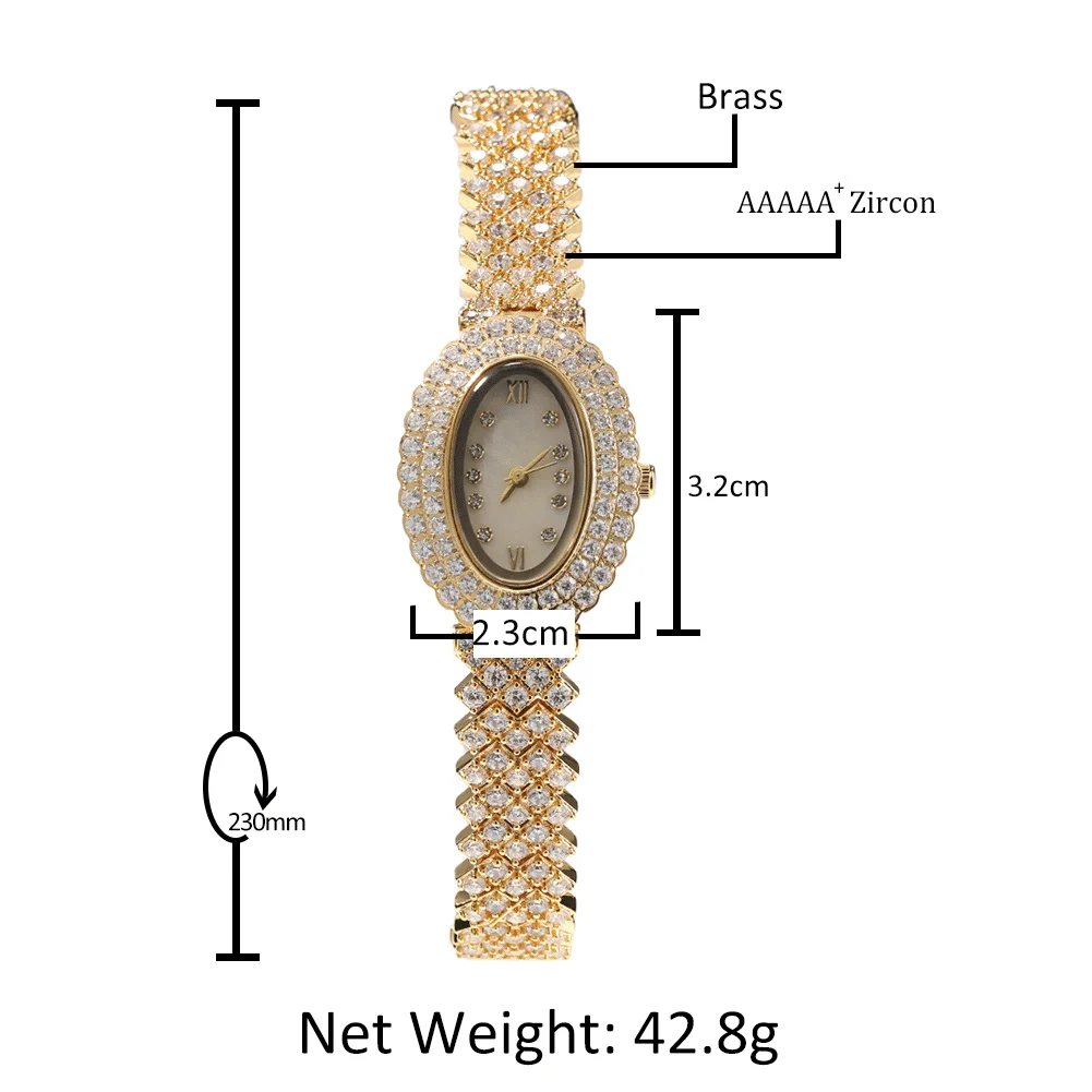 THE BLING KING Luxury Women\'s Watch Iced Out Cubic Zirconia Classic Quartz Clock Waterproof Elegant Female Wrist Watch