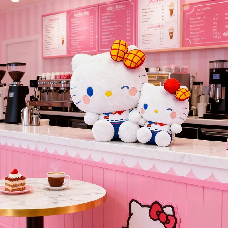 60cm Kawaii Hello Kitty Stuffed Doll Anime Sanrio Plush Toy Cute Large Size Vivid Kitty Plushie for Kids Birthday Xmas Gift