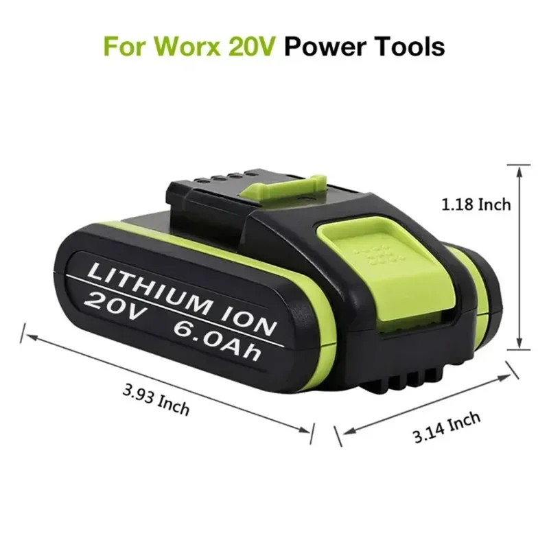 แบตเตอรี่ulithiumastepourWorx,outilsélectriques เปลี่ยนWA3551WA3553WX390WX176WXsacrificeWX386WX678,20V2023 mAh, 6000 Nouveau